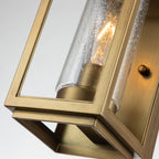 Quintiesse Atwater Outdoor Small Wall Lantern in Painted Distressed Brass