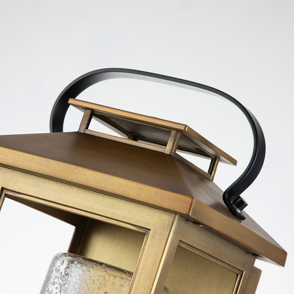 Quintiesse Atwater Outdoor Small Wall Lantern in Painted Distressed Brass