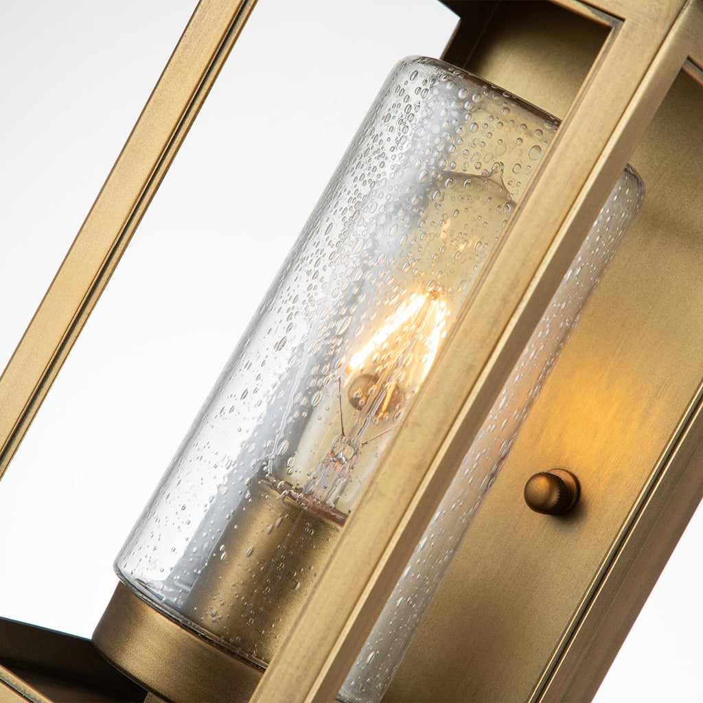 Quintiesse Atwater Outdoor Small Wall Lantern in Painted Distressed Brass