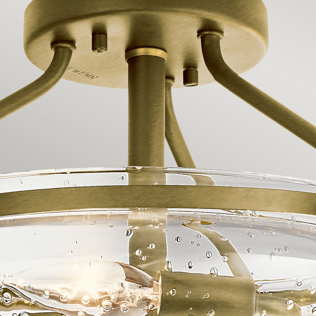 Quintiesse Belle 3 Light Semi Flush Ceiling Light Brushed Natural Brass