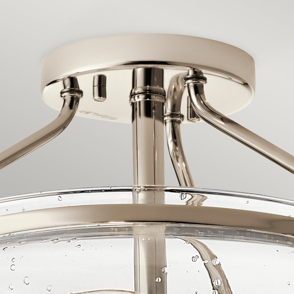 Quintiesse Belle 3 Light Semi Flush Ceiling Light Polished Nickel
