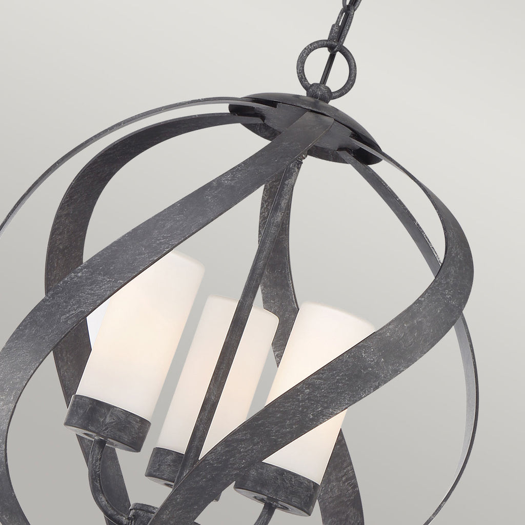 Quintiesse Blacksmith Outdoor 3 Light Chandelier in Old Black