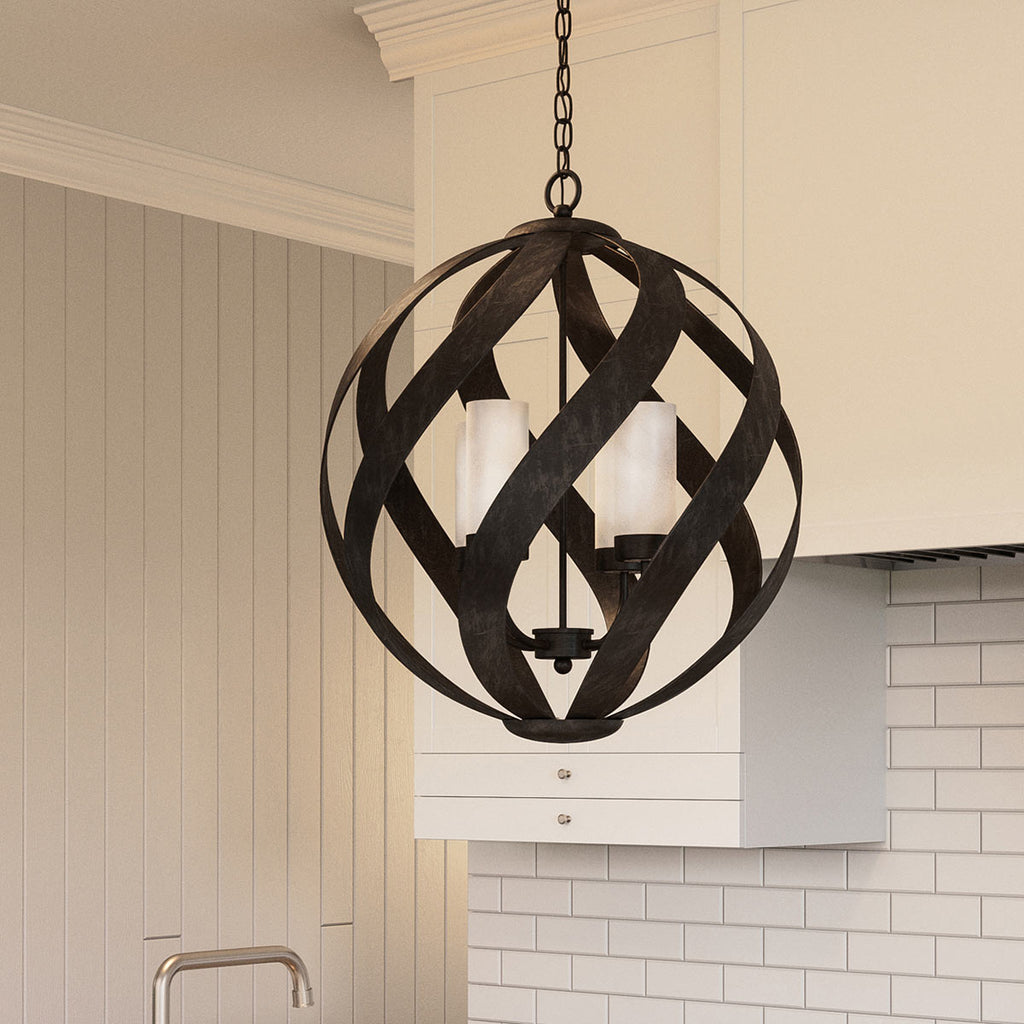 Quintiesse Blacksmith Outdoor 4 Light Chandelier in Old Black