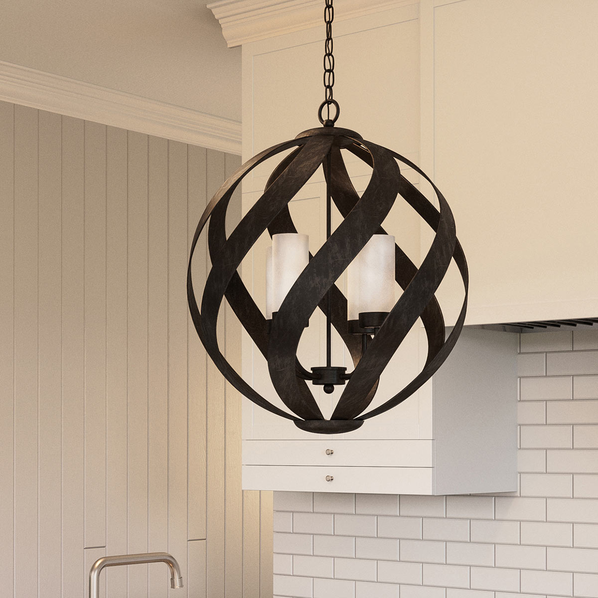 Quintiesse Blacksmith Outdoor 4 Light Chandelier in Old Black