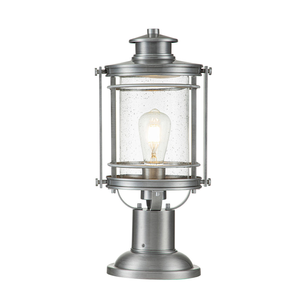 Quintiesse Booker Outdoor Medium Pedestal Lantern in Industrial Aluminium