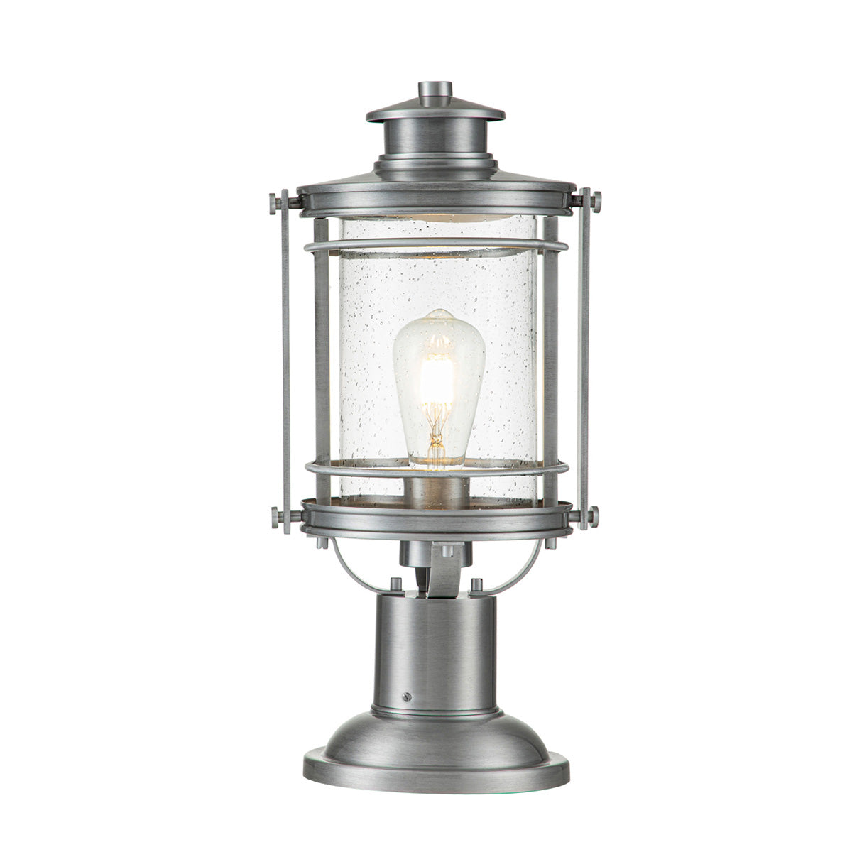Quintiesse Booker Outdoor Medium Pedestal Lantern in Industrial Aluminium