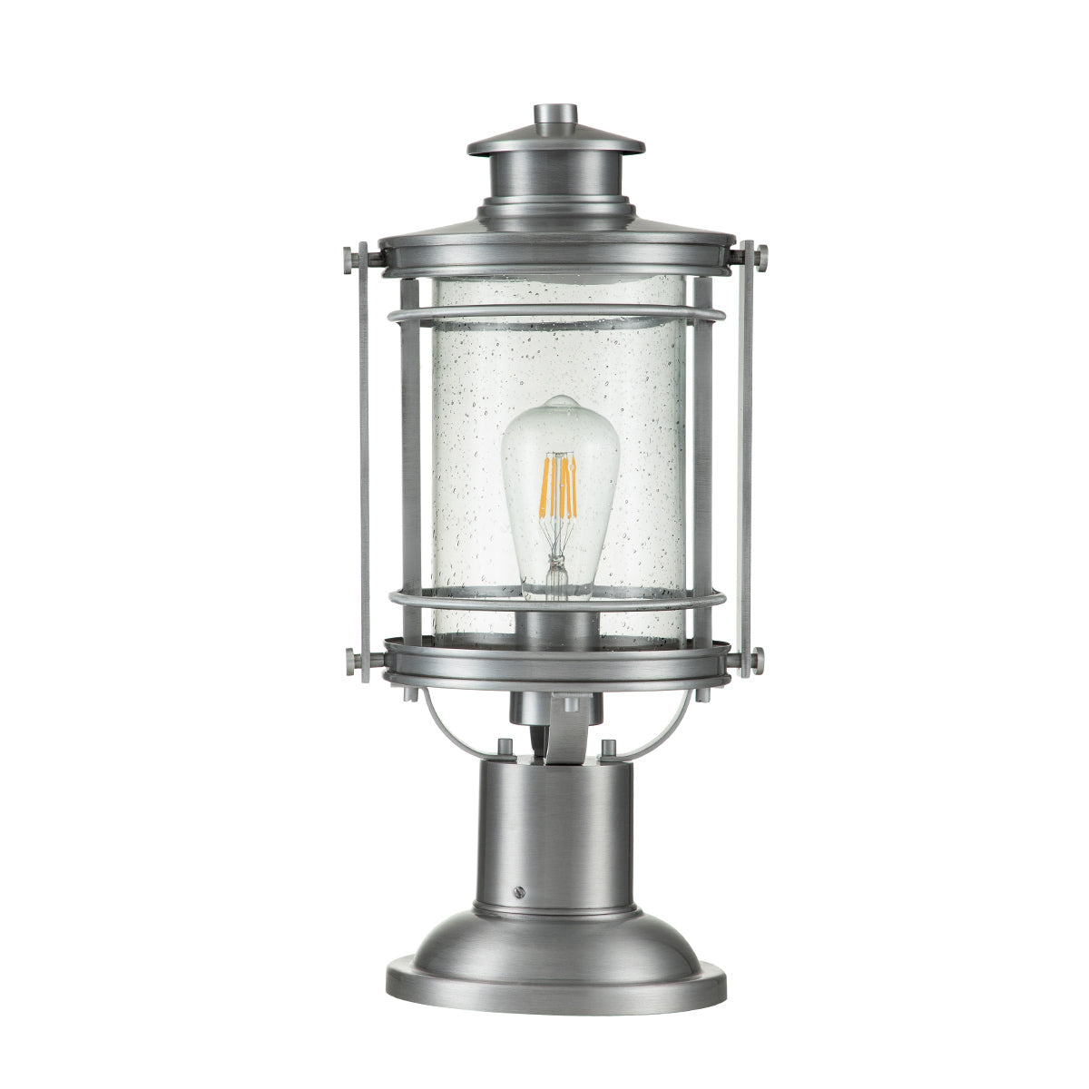 Quintiesse Booker Outdoor Medium Pedestal Lantern in Industrial Aluminium
