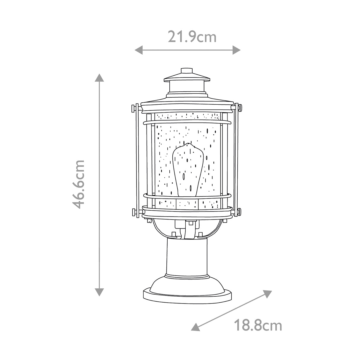 Quintiesse Booker Outdoor Medium Pedestal Lantern in Industrial Aluminium