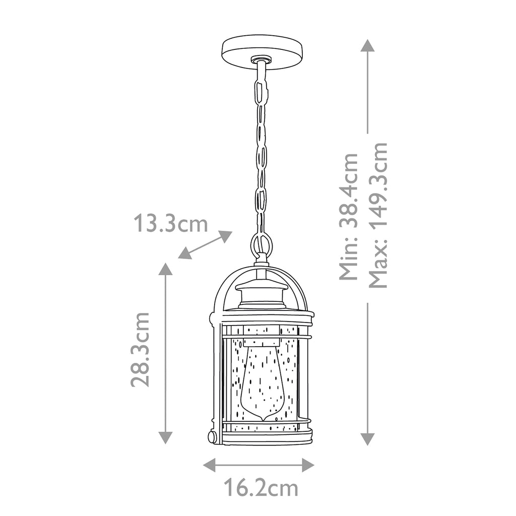 Quintiesse Booker Outdoor Small Chain Lantern in Industrial Aluminium