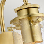 Quintiesse Braelyn 1 Light Wall Light Brushed Brass Clear Seedy Glass