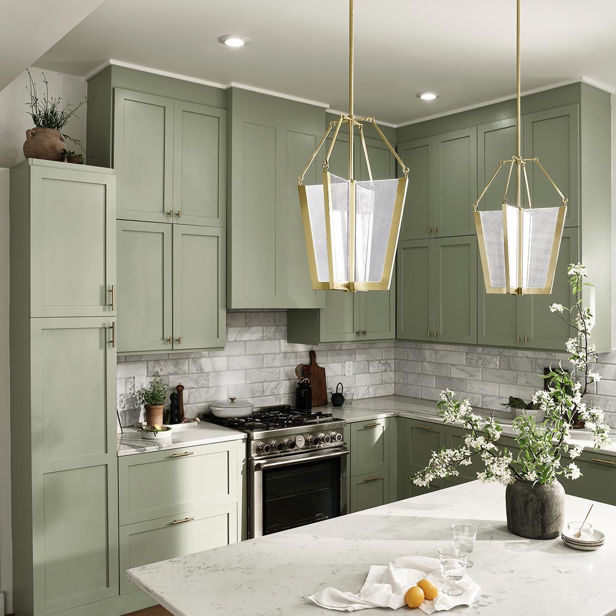 Quintiesse Calters Medium LED Pendant in Champagne Gold 