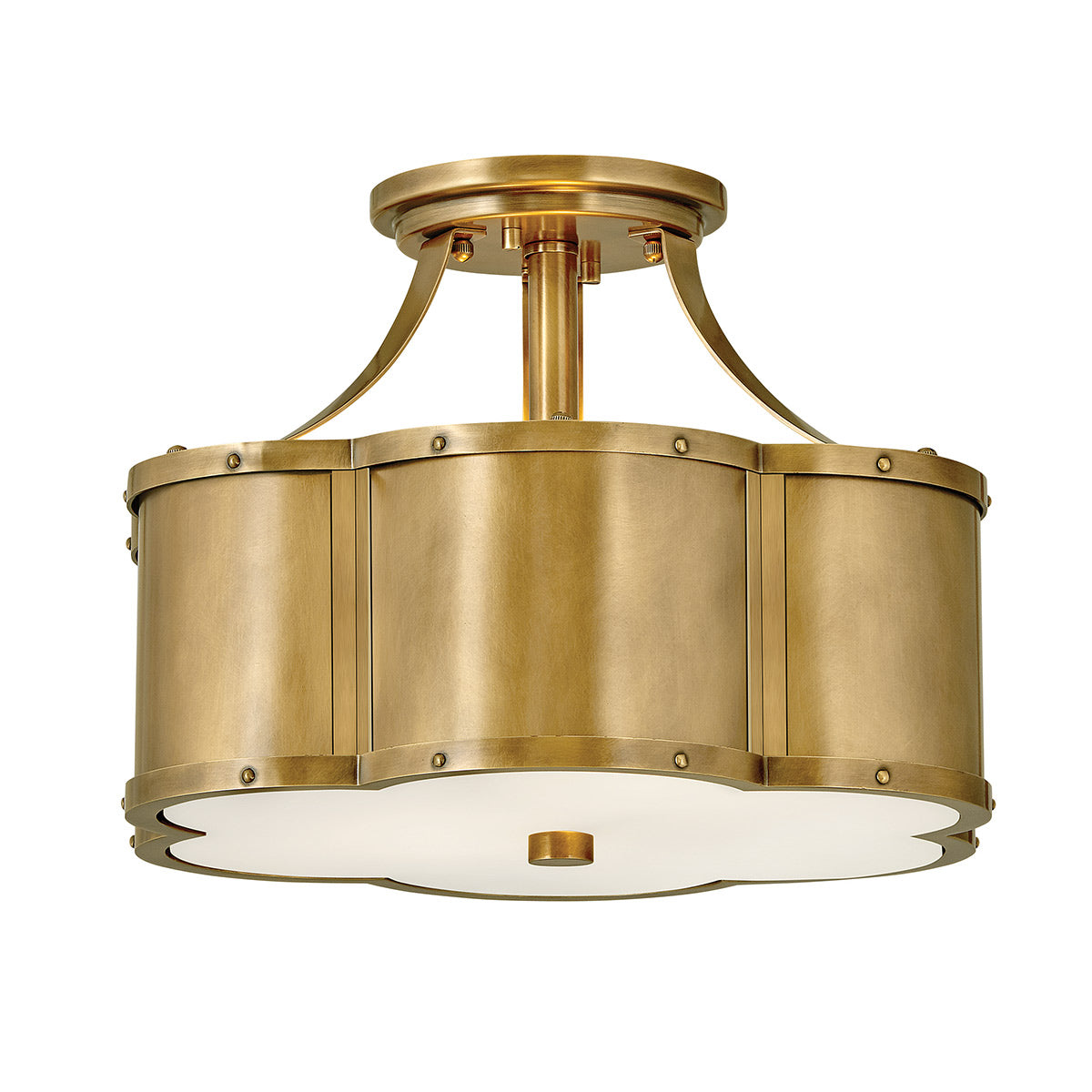 Quintiesse Chance 2 Light Semi Flush Ceiling Light Heritage Brass