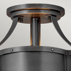 Quintiesse Chance 2 Light Semi-Flush in Blackened Brass