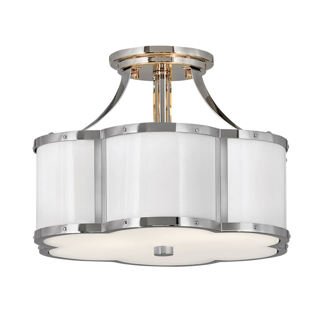Quintiesse Chance 2 Light Semi-Flush in Polished Nickel with Polished White