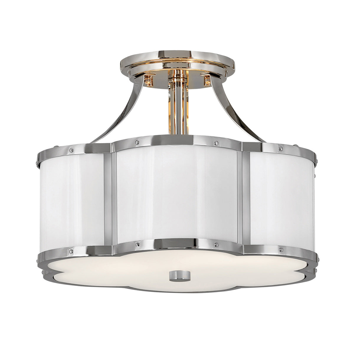 Quintiesse Chance 2 Light Semi-Flush in Polished Nickel with Polished White