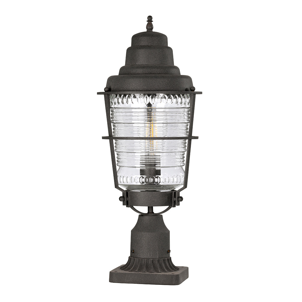 Quintiesse Chance Harbor 1 Light Pedestal Lantern Weathered Zinc