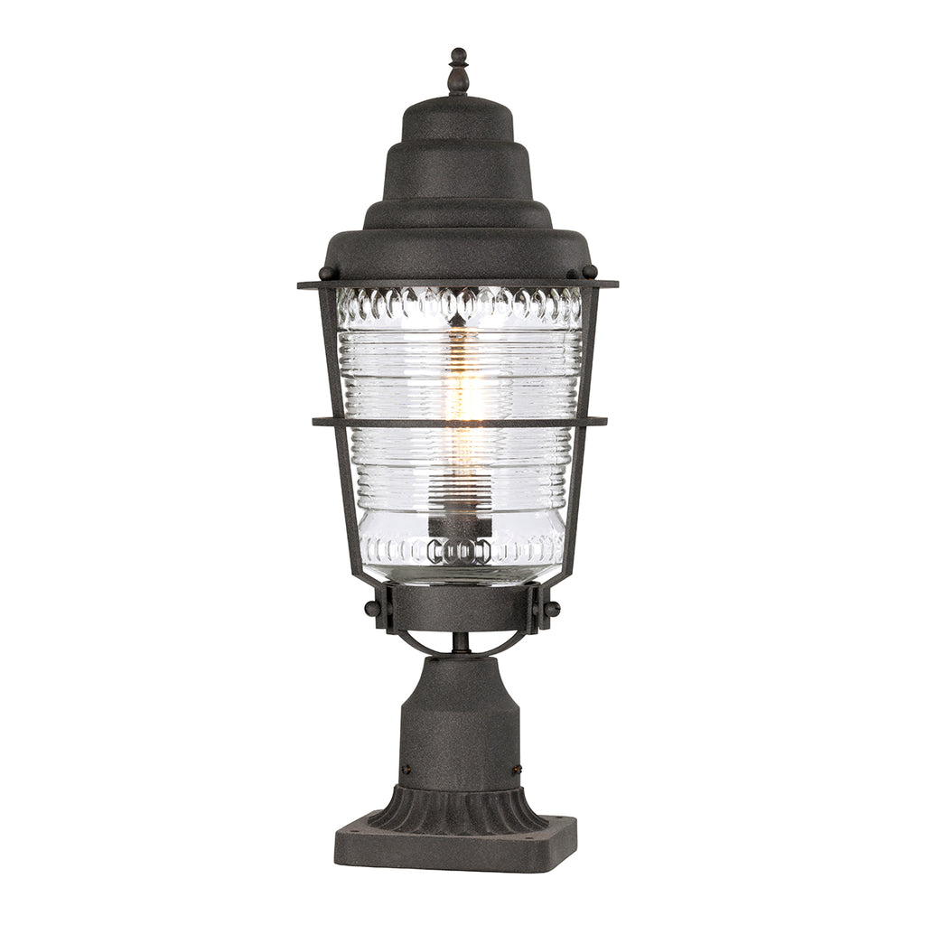 Quintiesse Chance Harbor 1 Light Pedestal Lantern Weathered Zinc