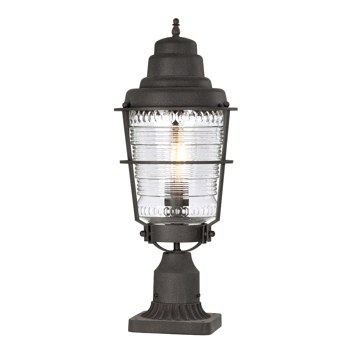 Quintiesse Chance Harbor 1 Light Pedestal Lantern Weathered Zinc