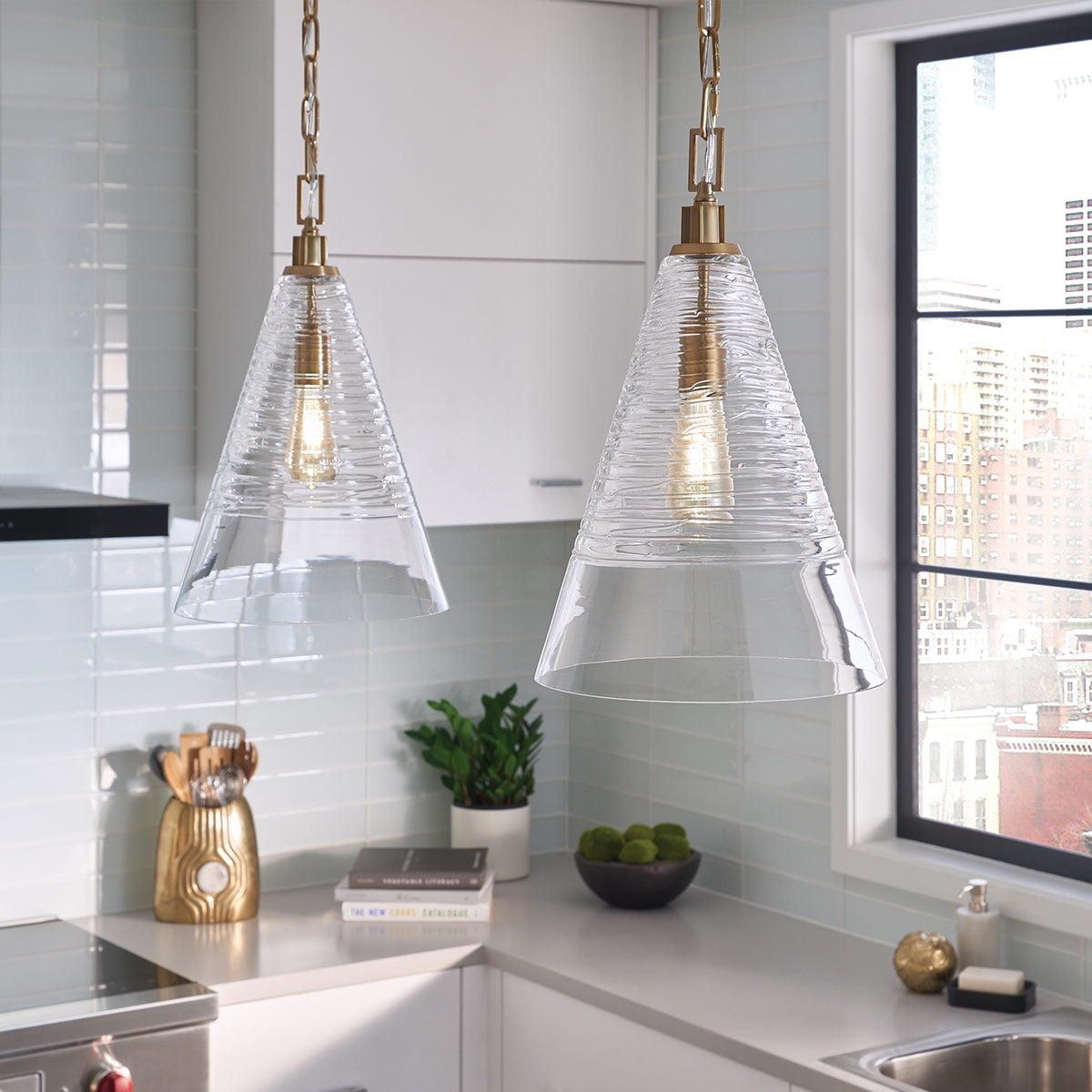 Quintiesse Elmore Pendant  in Burnished Brass