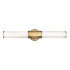 Quintiesse Facet Bathroom Dual LED Wall Light in Heritage Brass