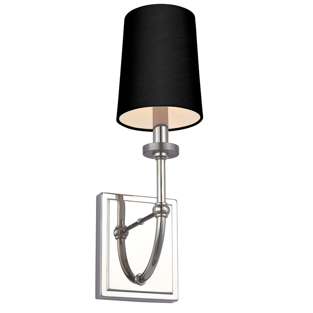 Quintiesse Felixstowe Bathroom Wall Light in Polished Chrome with Black Faux Silk Shade
