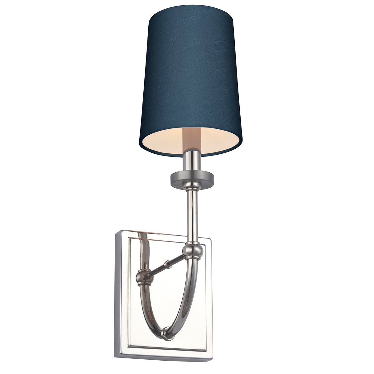 Quintiesse Felixstowe Bathroom Wall Light in Polished Chrome with Breton Faux Silk Shade