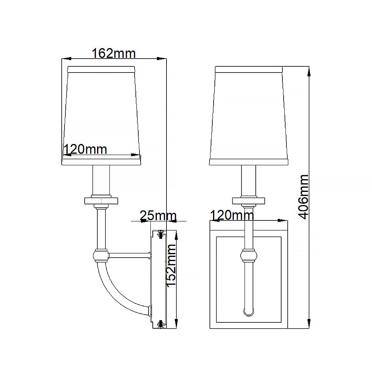 Quintiesse Felixstowe Bathroom Wall Light in Polished Chrome with Breton Faux Silk Shade