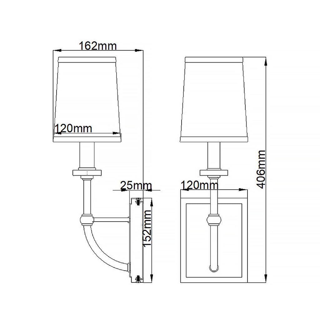Quintiesse Felixstowe Bathroom Wall Light in Polished Chrome with Scallop Faux Silk Shade