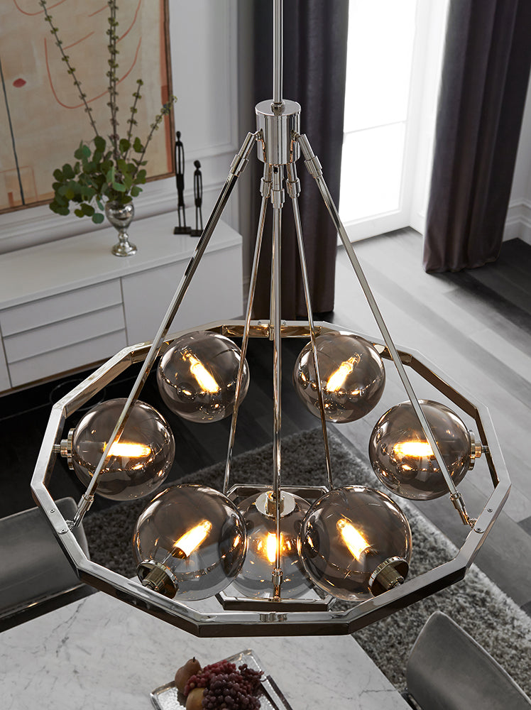 Quintiesse Harper 7 Light Chandelier Polished Nickel