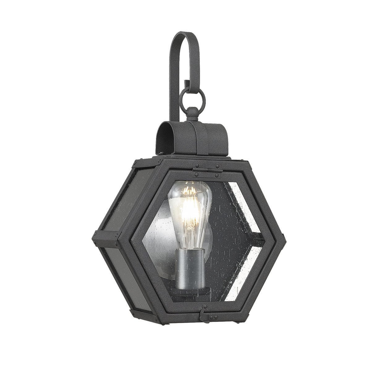 Quintiesse Heath Outdoor Small Wall Lantern in Mottled Black