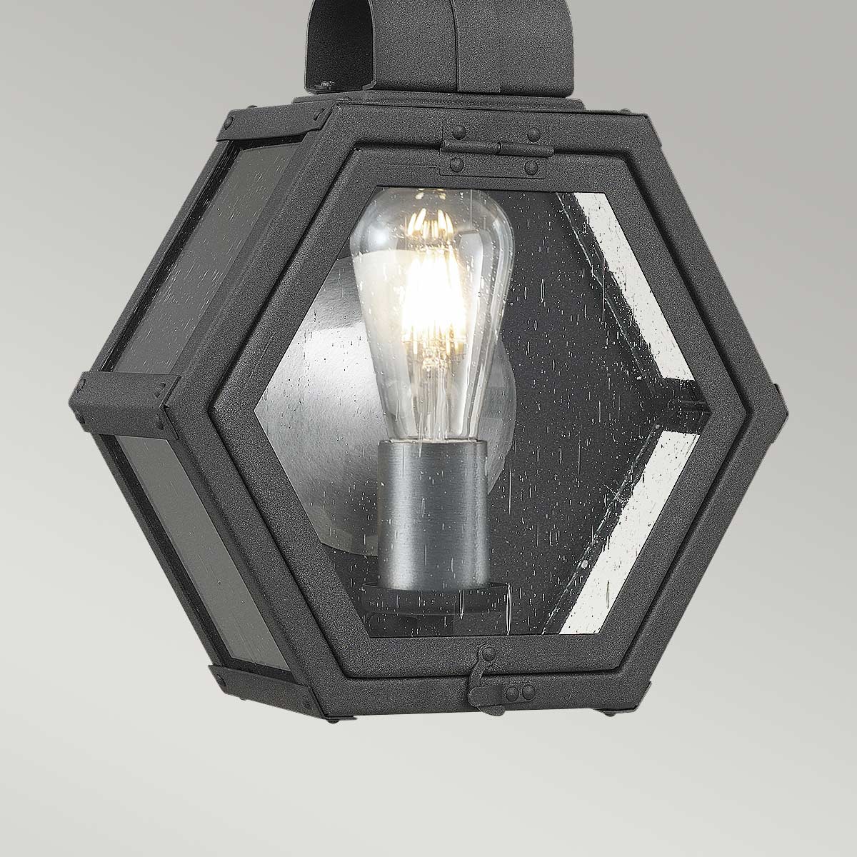 Quintiesse Heath Outdoor Small Wall Lantern in Mottled Black