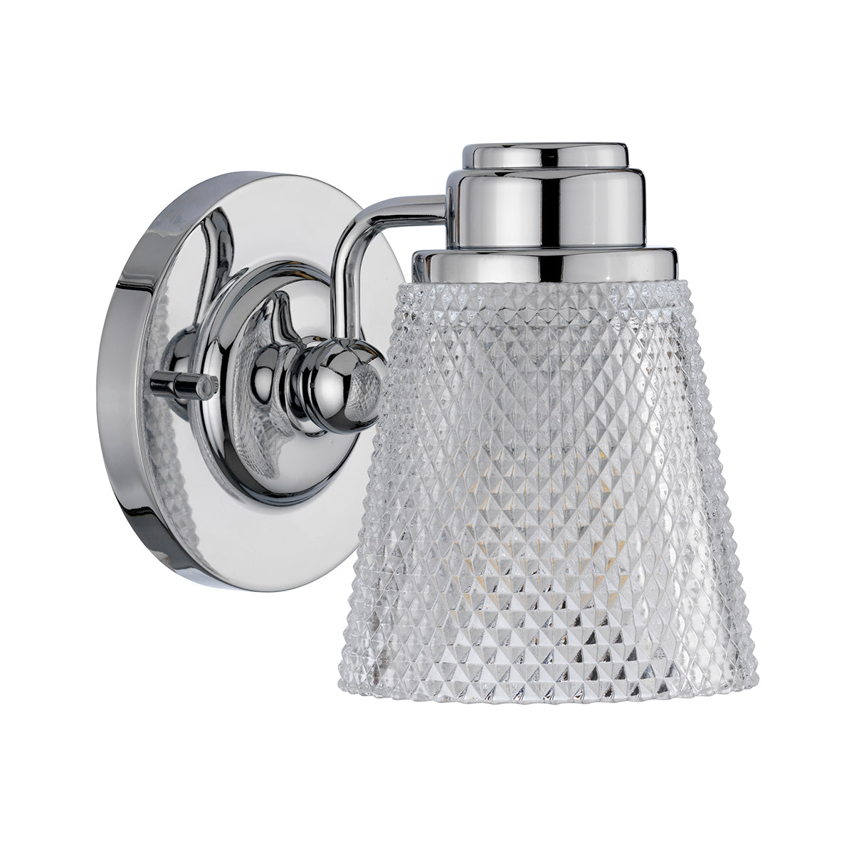 Quintiesse Hudson 1 Light Bathroom Wall Light Polished Chrome Clear Glass Shade