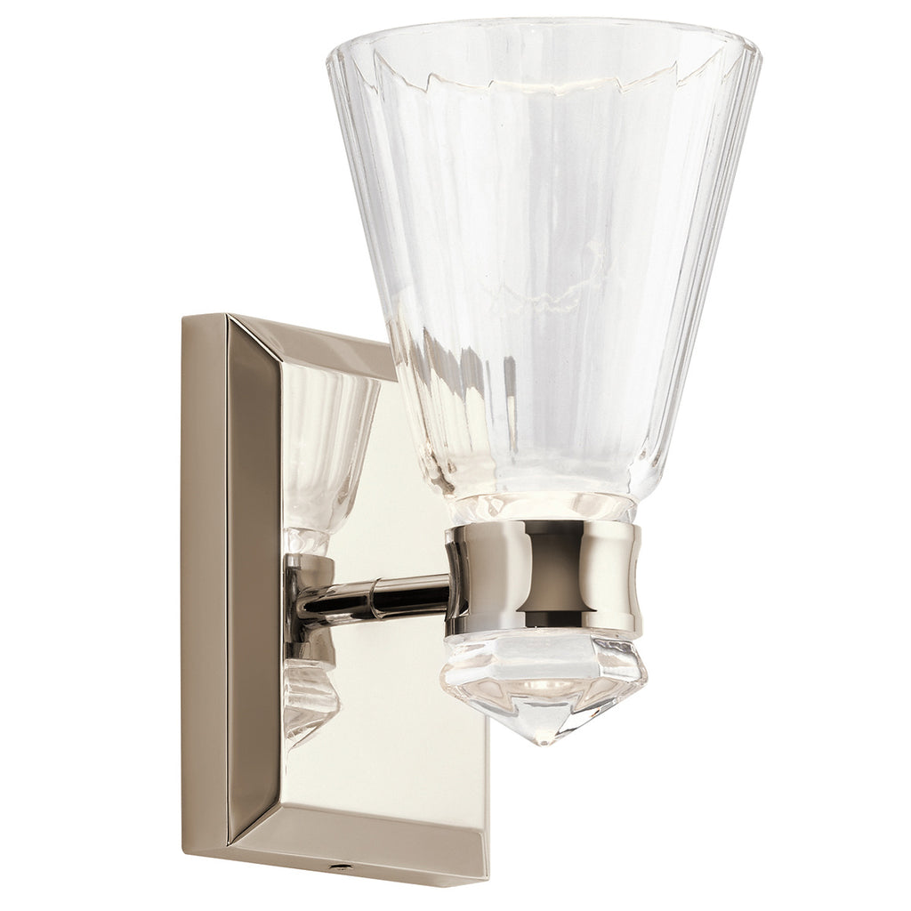 Quintiesse Kayva Bathroom LED 1 Arm Dual-lit Wall Light in Polished Nickel