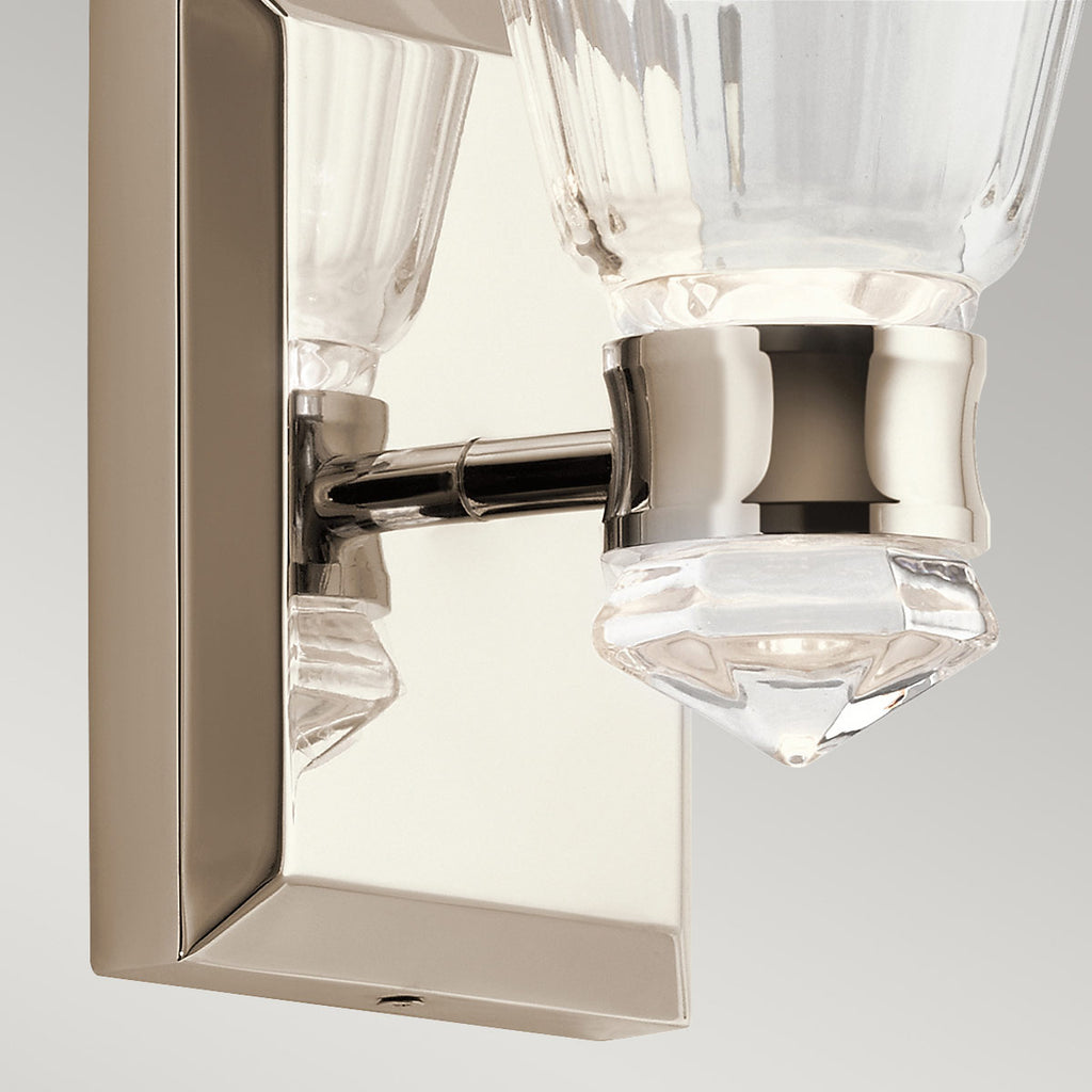 Quintiesse Kayva Bathroom LED 1 Arm Dual-lit Wall Light in Polished Nickel