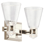 Quintiesse Kayva Bathroom LED 2 Arm Dual-lit Wall Light in Polished Nickel