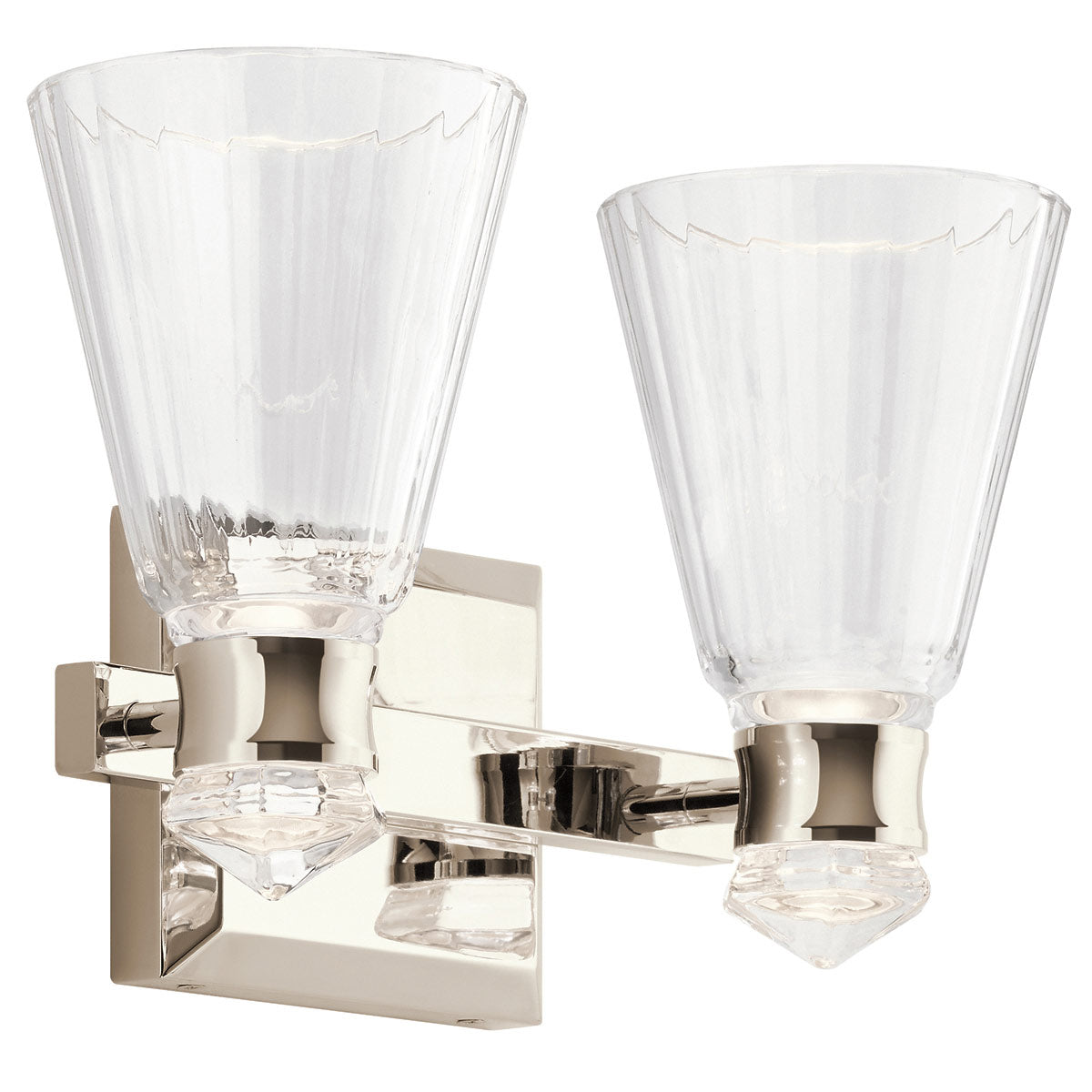 Quintiesse Kayva Bathroom LED 2 Arm Dual-lit Wall Light in Polished Nickel
