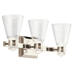 Quintiesse Kayva Bathroom LED 3 Arm Dual-lit Wall Light in Polished Nickel