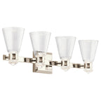 Quintiesse Kayva Bathroom LED 4 Arm Dual-lit Wall Light in Polished Nickel