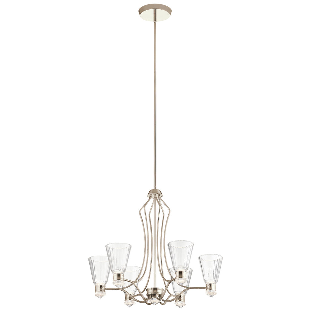 Quintiesse Kayva LED 13 Light 6 Arm Chandelier in Polished Nickel