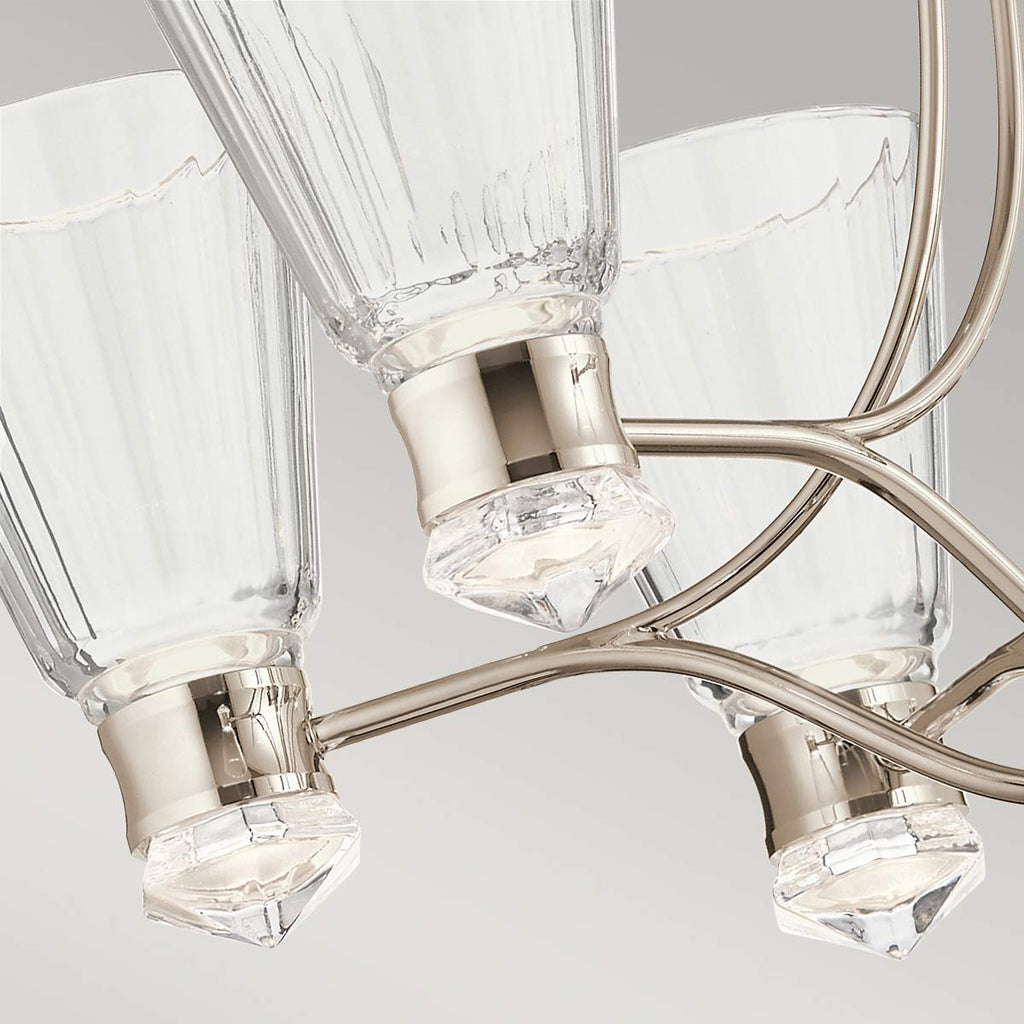 Quintiesse Kayva LED 13 Light 6 Arm Chandelier in Polished Nickel