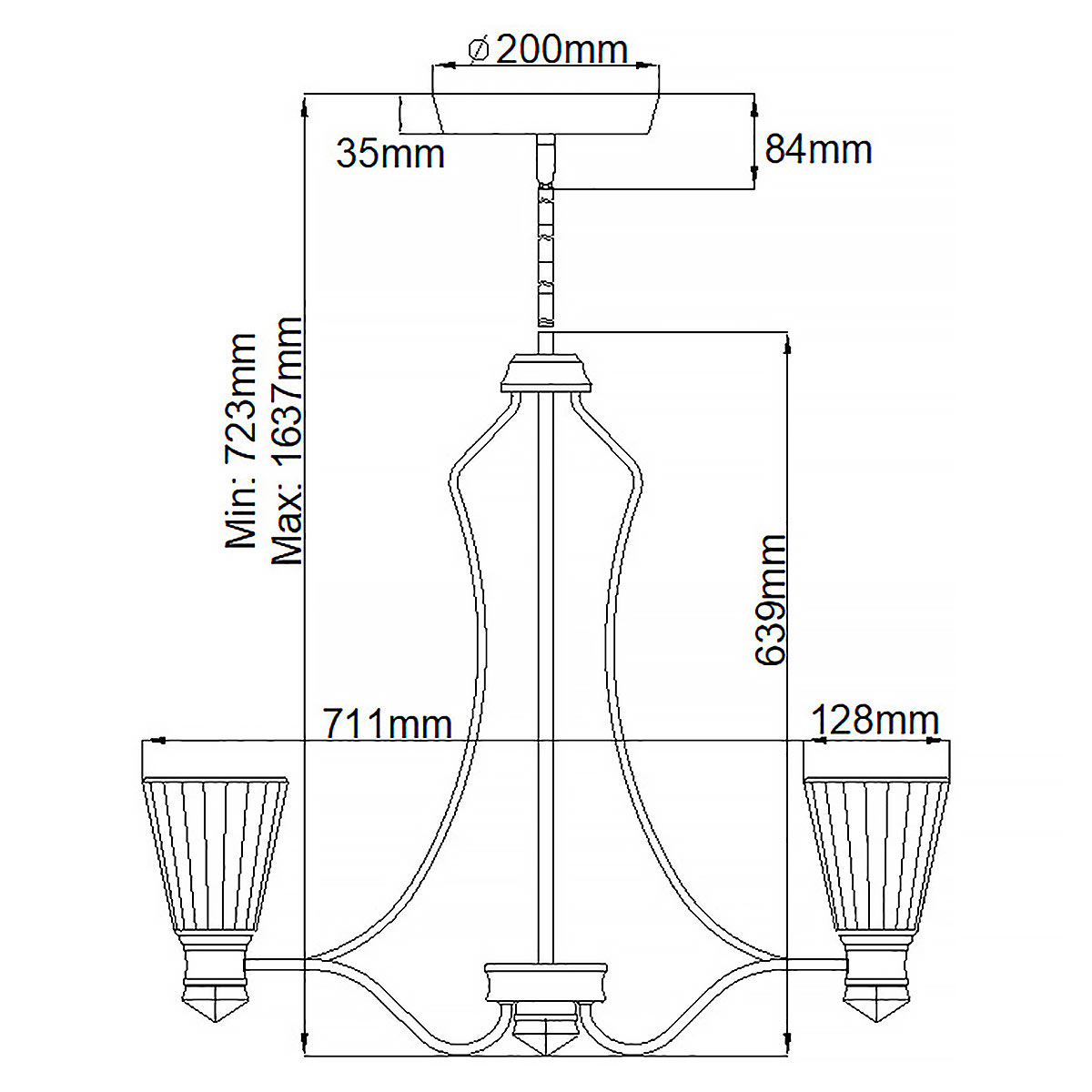 Quintiesse Kayva LED 13 Light 6 Arm Chandelier in Polished Nickel