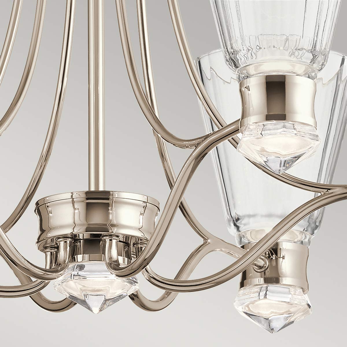 Quintiesse Kayva LED 13 Light 6 Arm Chandelier in Polished Nickel