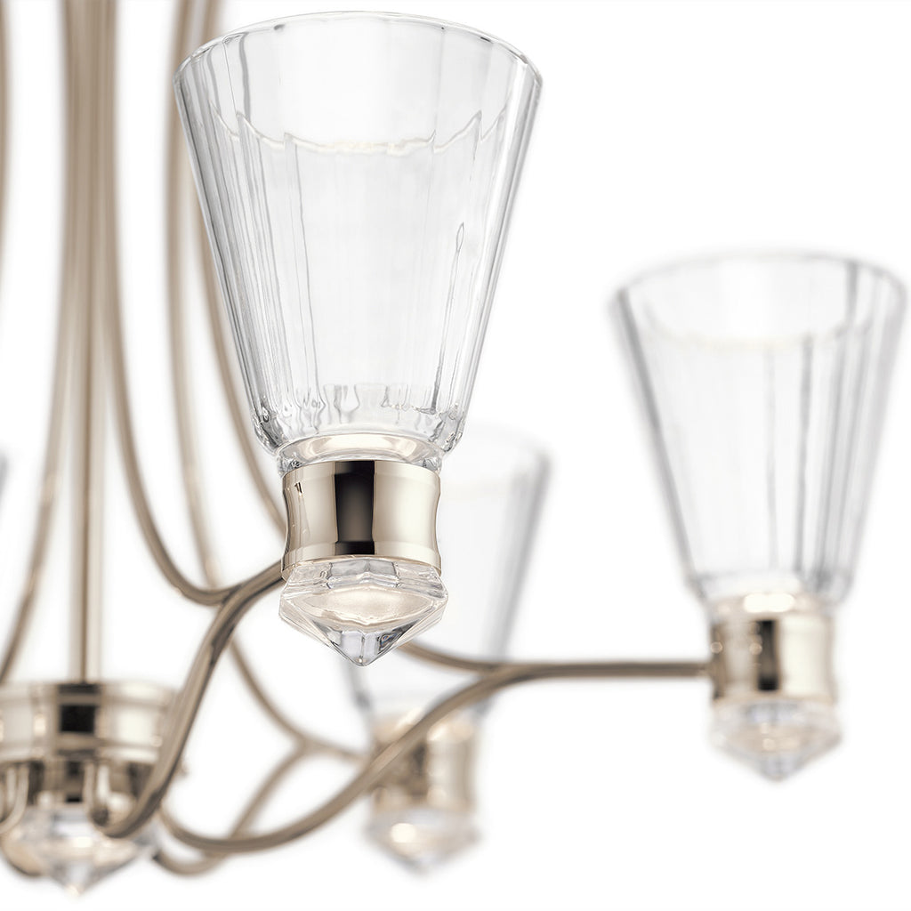 Quintiesse Kayva LED 13 Light 6 Arm Chandelier in Polished Nickel