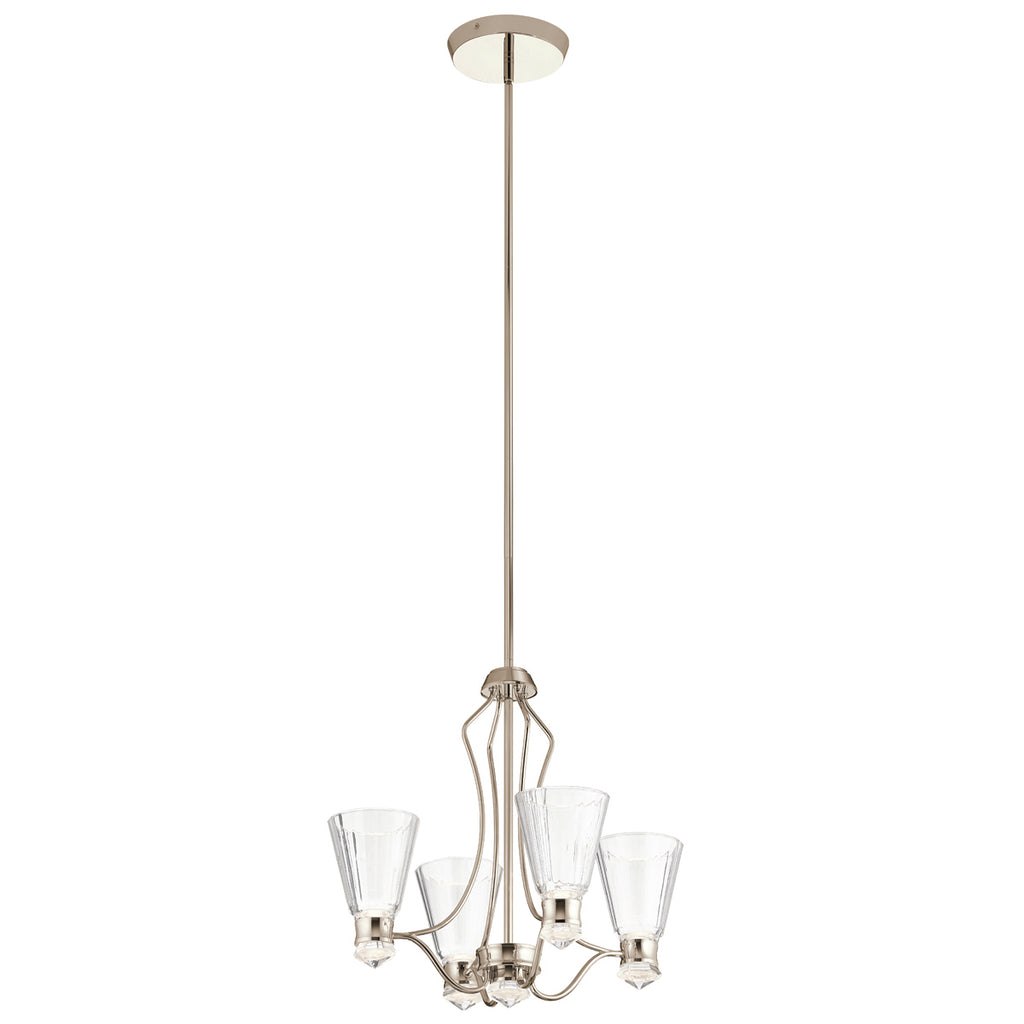 Quintiesse Kayva LED 9 Light 4 Arm Chandelier in Polished Nickel