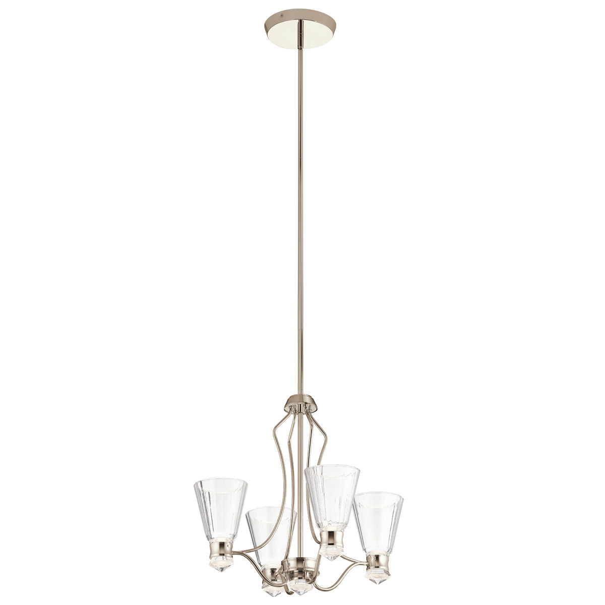 Quintiesse Kayva LED 9 Light 4 Arm Chandelier in Polished Nickel