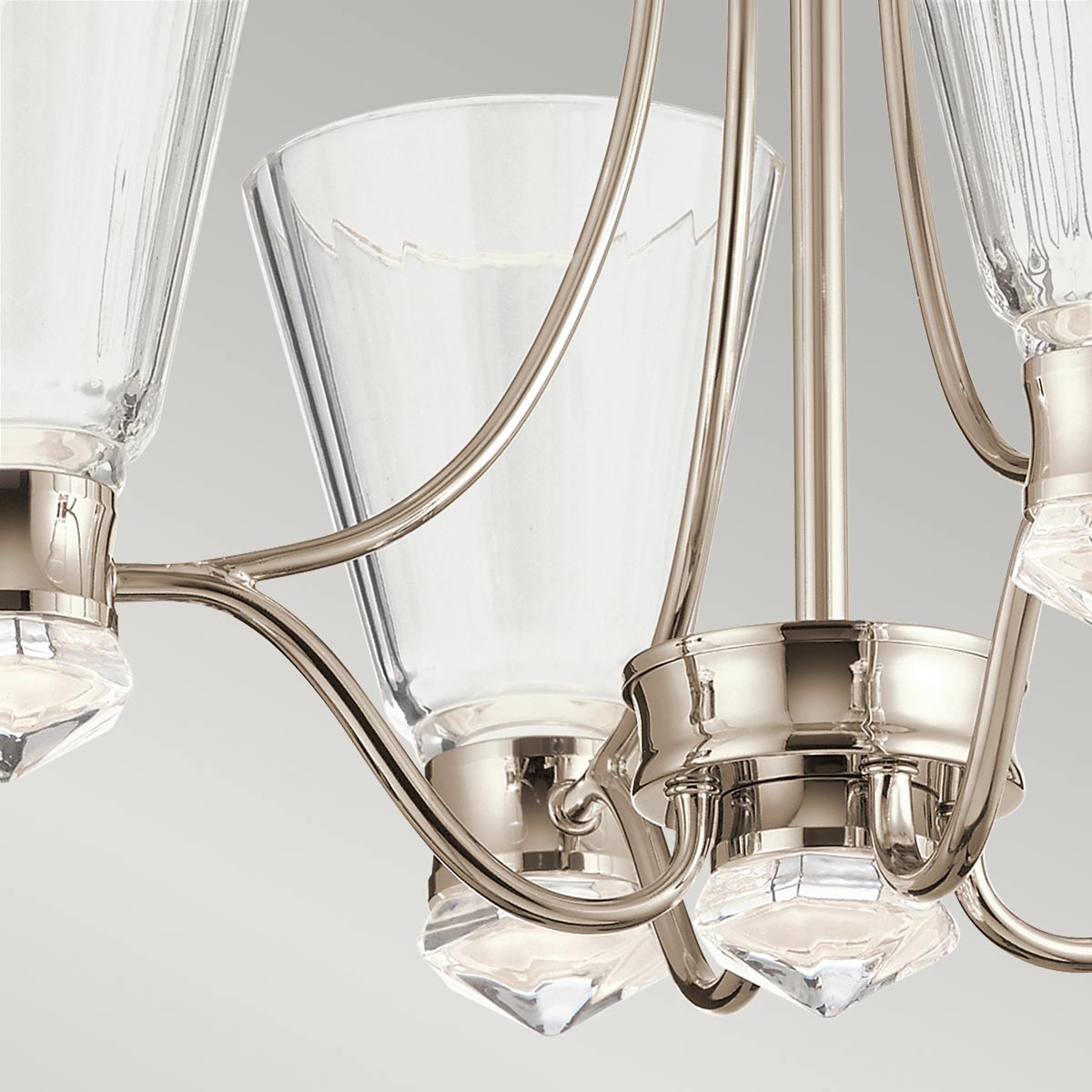 Quintiesse Kayva LED 9 Light 4 Arm Chandelier in Polished Nickel