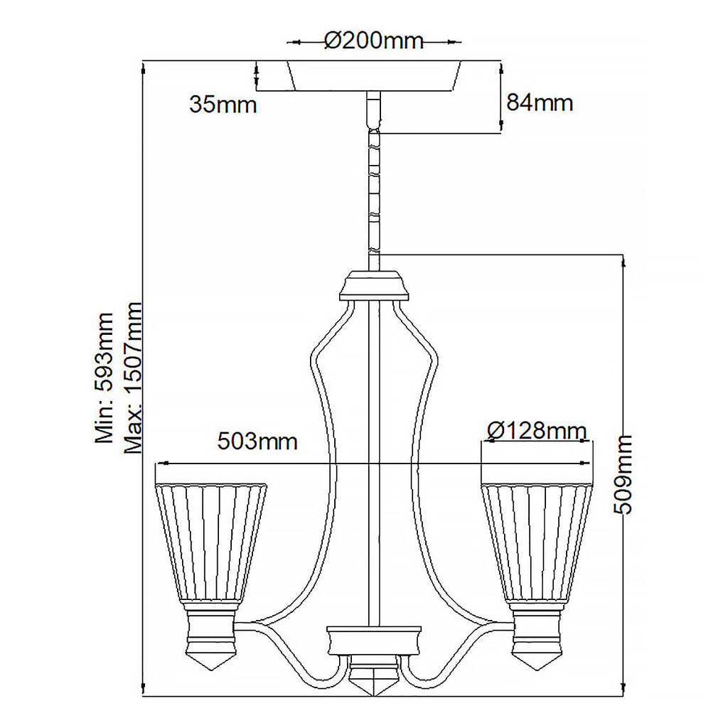 Quintiesse Kayva LED 9 Light 4 Arm Chandelier in Polished Nickel