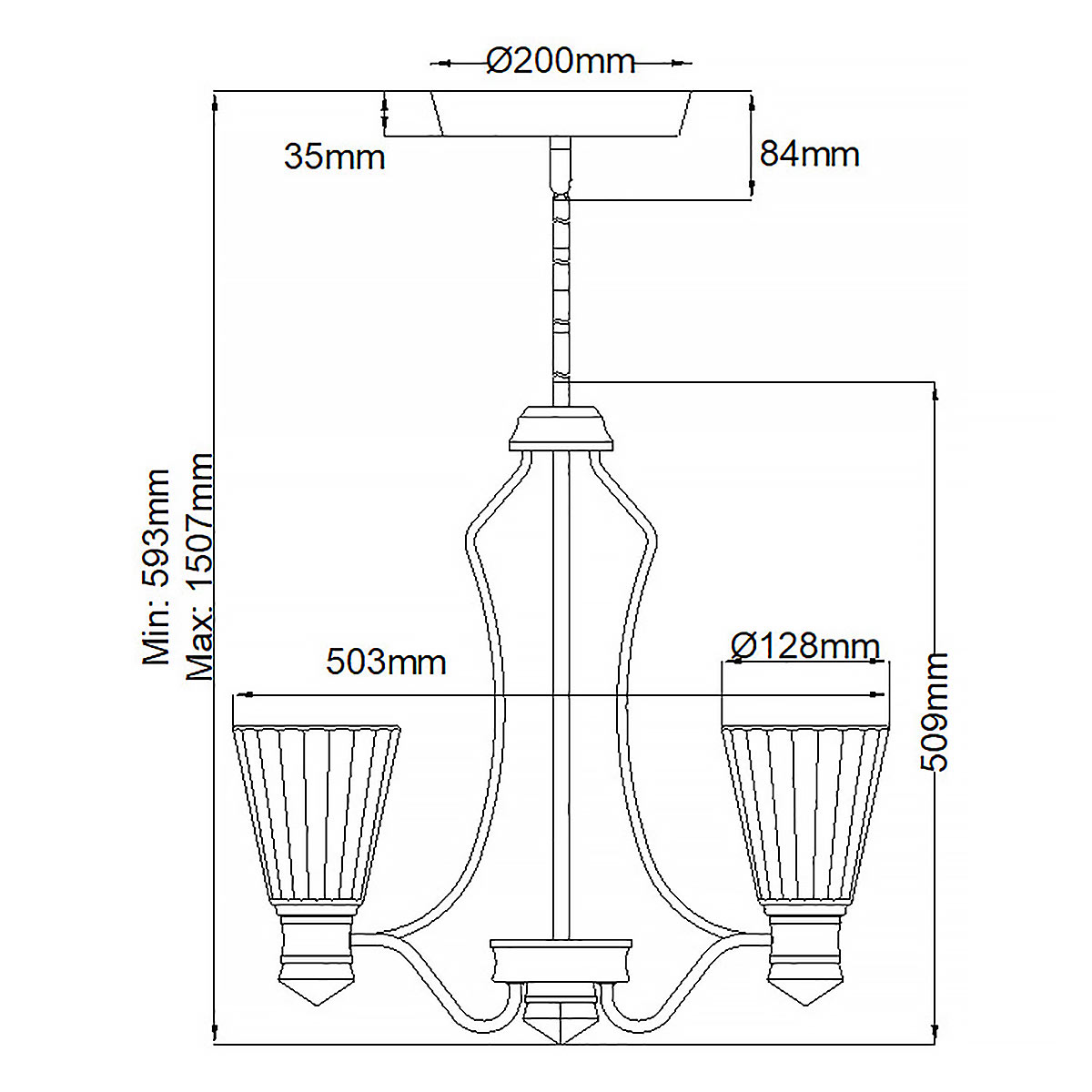 Quintiesse Kayva LED 9 Light 4 Arm Chandelier in Polished Nickel