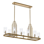 Quintiesse Kimrose 10 Light Linear Chandelier in Brushed Natural Brass
