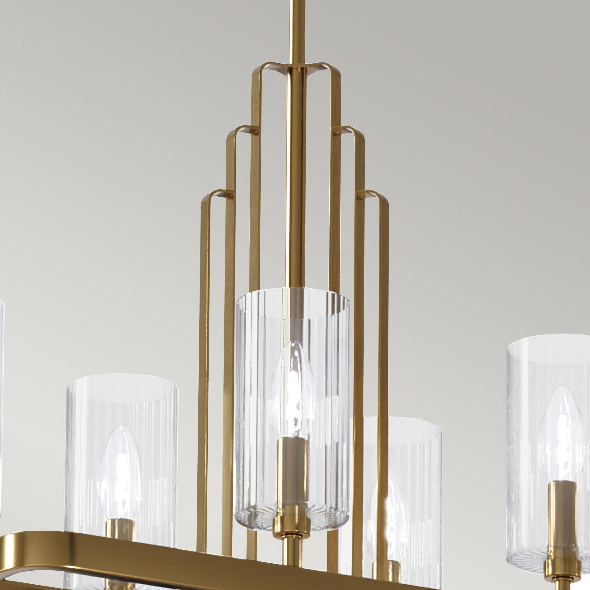 Quintiesse Kimrose 10 Light Linear Chandelier in Brushed Natural Brass